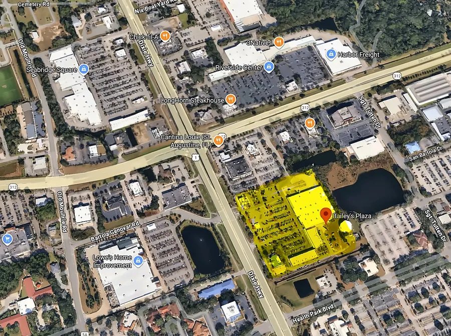 Aerial view of retail development site in St. Augustine, Florida