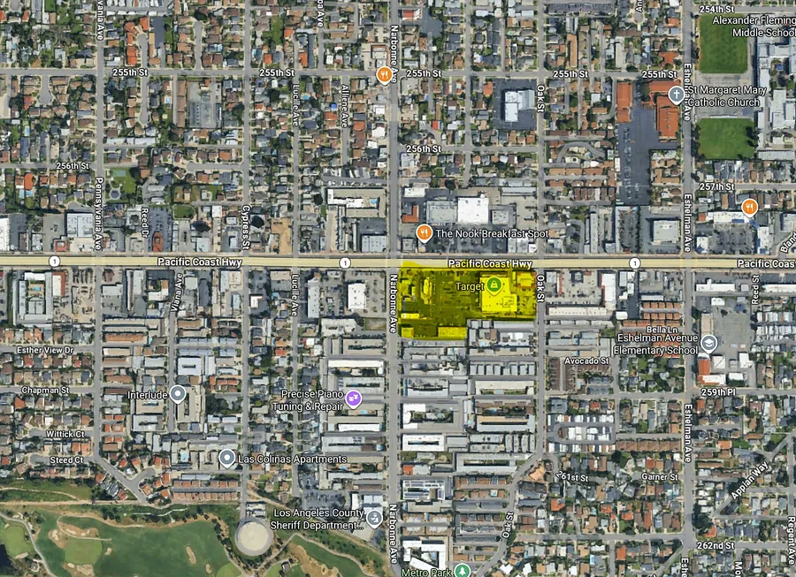 Aerial view of retail property in Torrance, California